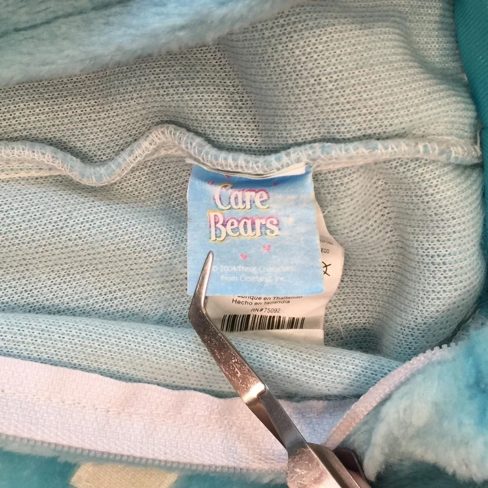 Care Bears Costume Kids 1-2 Years Blue Champ‎ Bear Hooded Fleece Vintage 2004